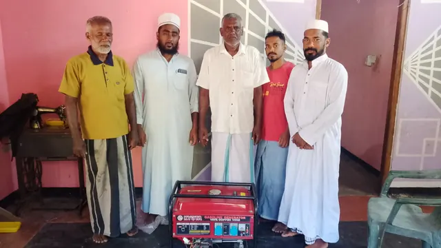 The generator handover at a mosque in Mannar.