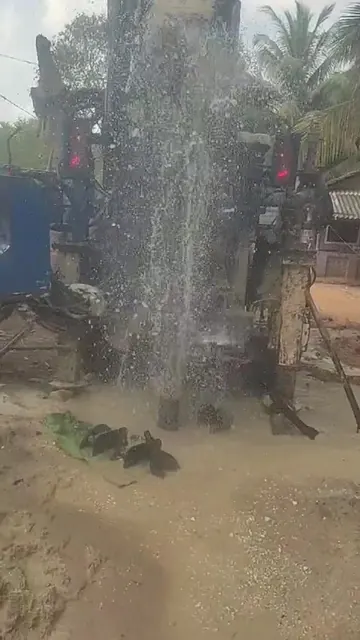 Water flowing during the Musali clean water project in Mannar.